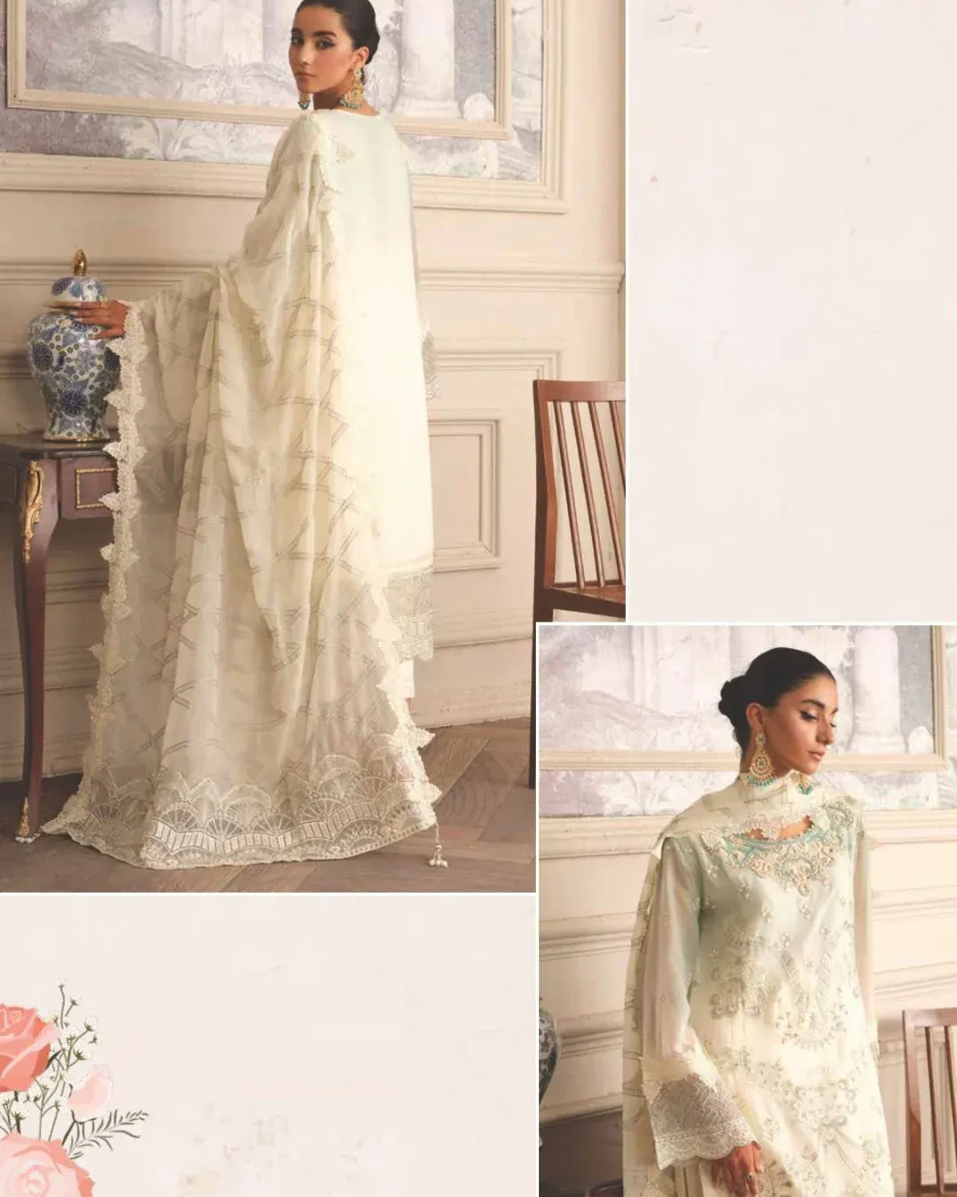 Pakistani Gulmina by Noor Unstitched Luxury Chiffon Three Piece - Moon Mist