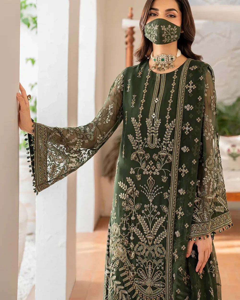 Pakistani Shareef Khanani Unstitched Luxury Chiffon Three Piece - Finch