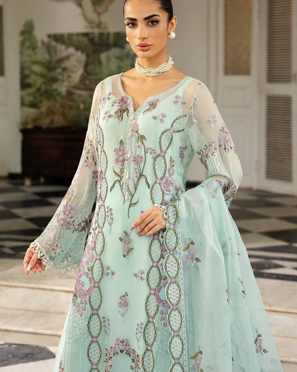 Pakistani Dastak by Ramsha Embroidered Chiffon Unstitched Three Piece