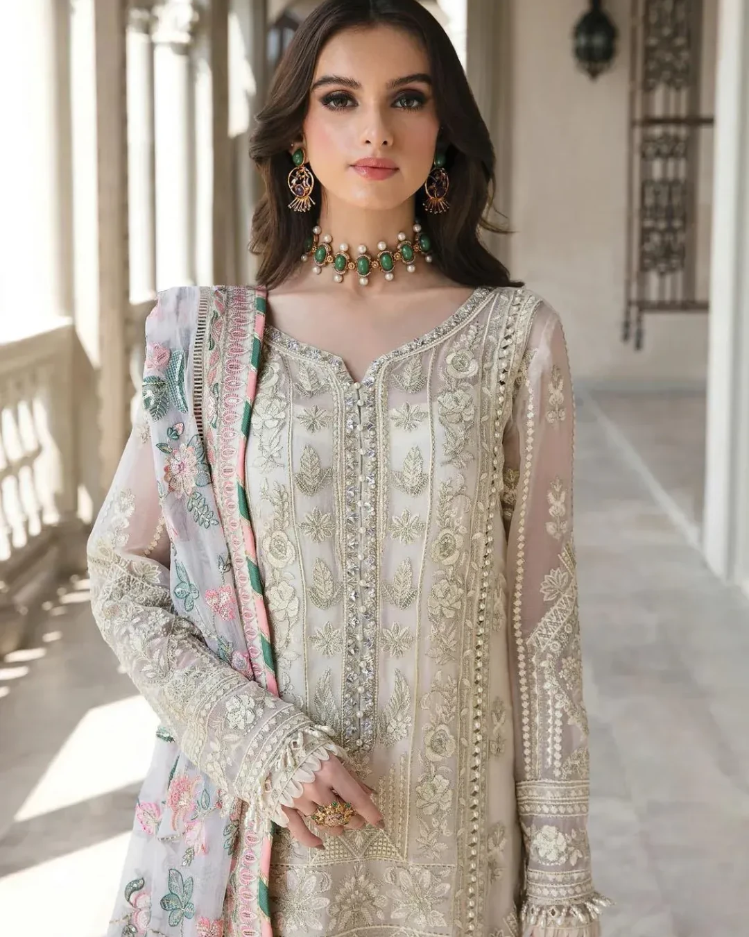 Pakistani Zaha by Gulaal Unstitched Luxury Chiffon Three Piece - Pearl Bush
