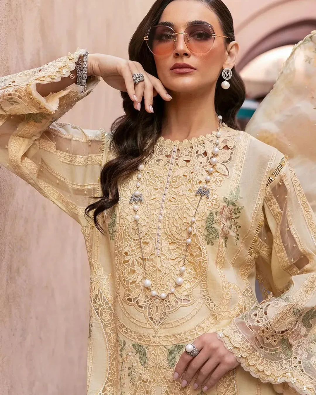 Pakistani Shareef Khanani Unstitched Luxury Chiffon Three Piece - Pavlova