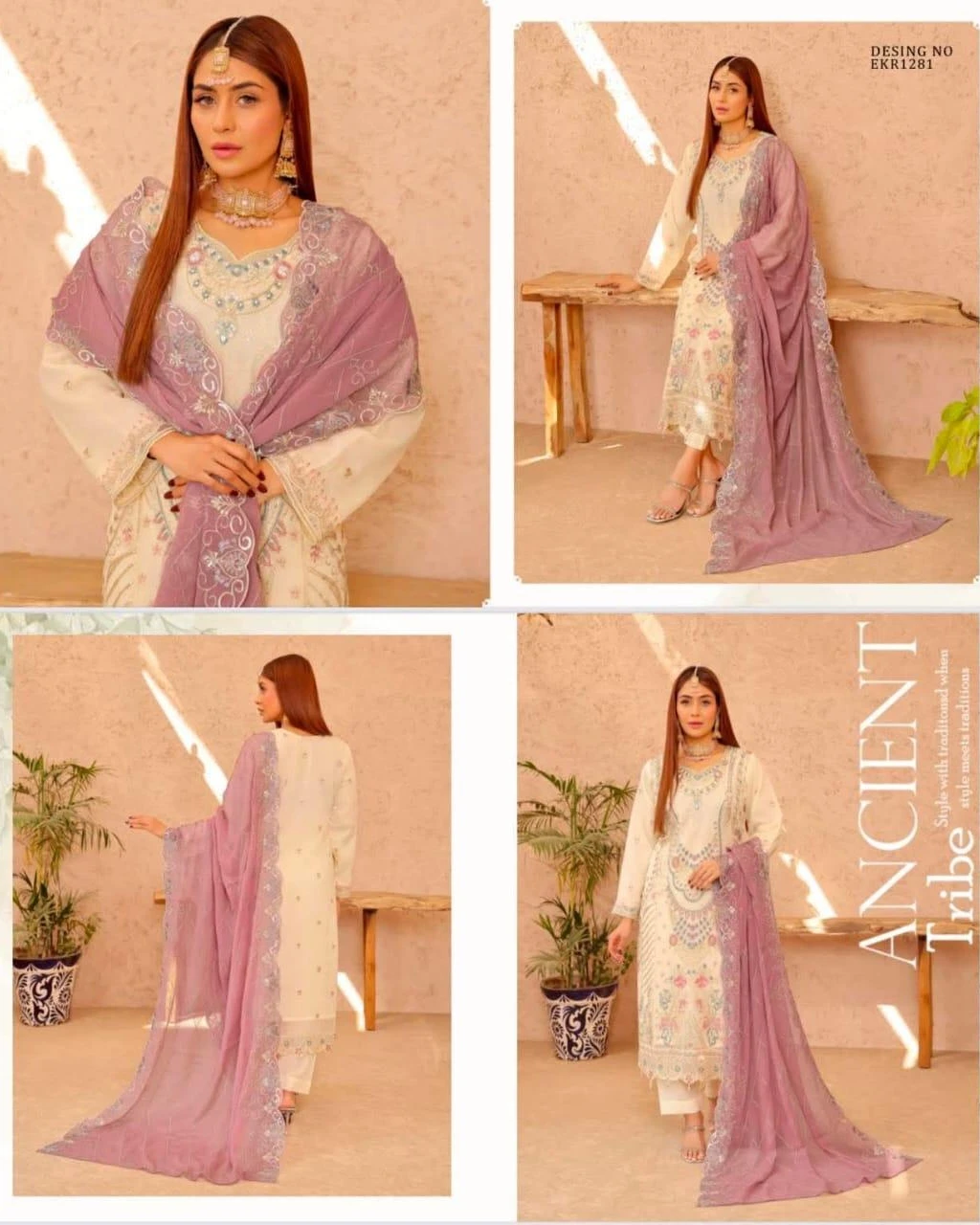 Pakistani Bin Hameed Middhat Embroidered Unstitched Chiffon Three Piece - Maize