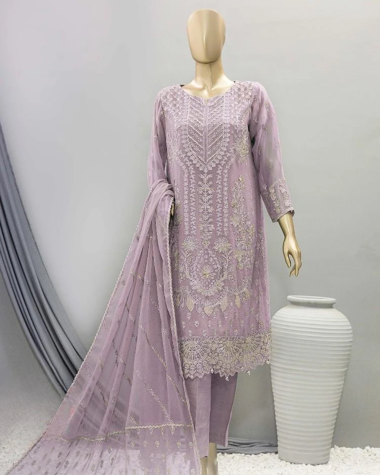 Pakistani Lavish Heavy Worked Unstitched Chiffon Three Piece - Venus