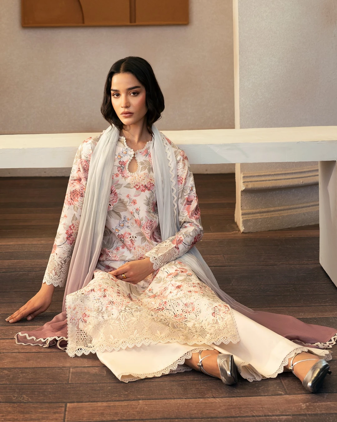 Alia Blush Ivory Embroidered Premium Slub Cotton 3-Piece Suit