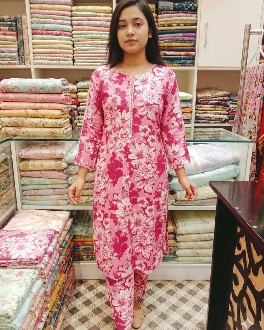 Maya Rose Garden Printed Soft Linen 2-Piece Co-Ord Set