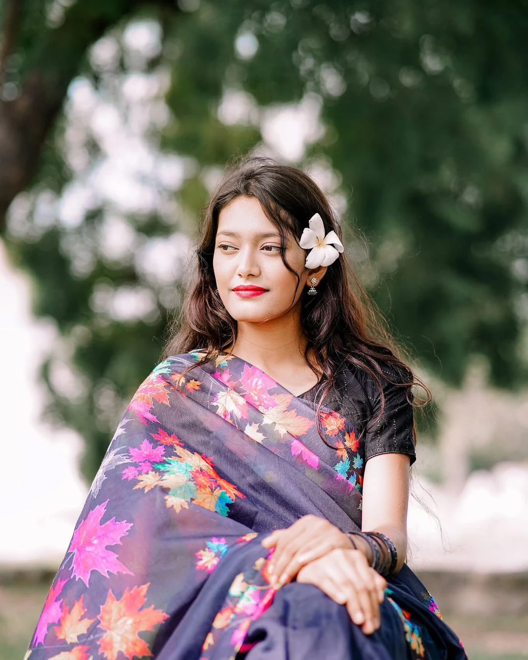 Women's Chanderi Silk Digital Printed Tassel Saree-1