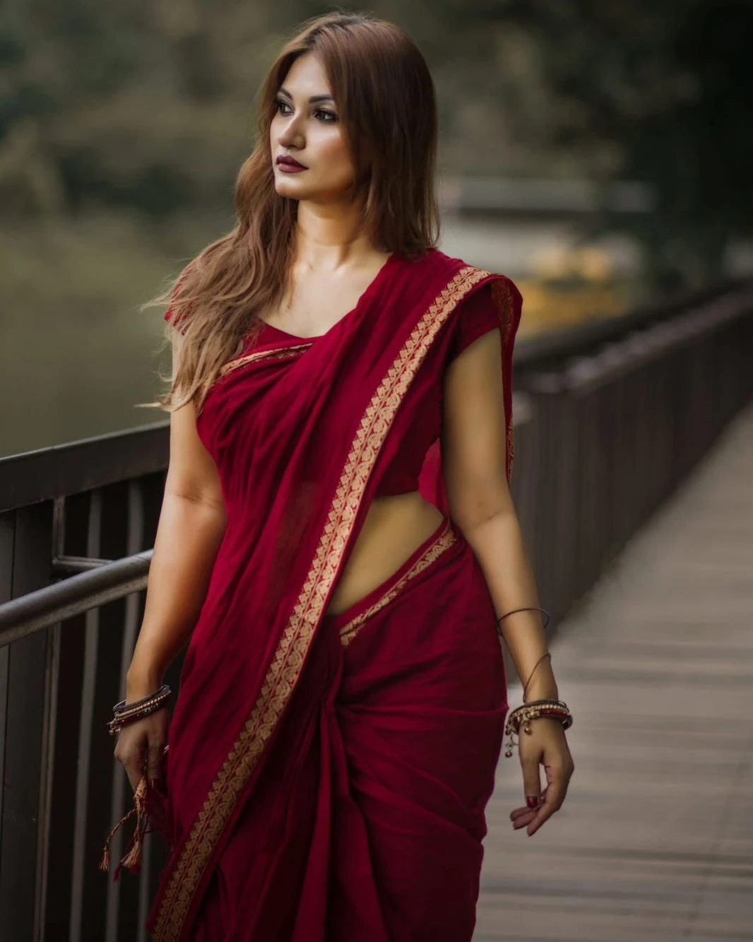 Women's Exclusive Fashionable Trendy Tangail HalfSilk Nakshi Paar Saree