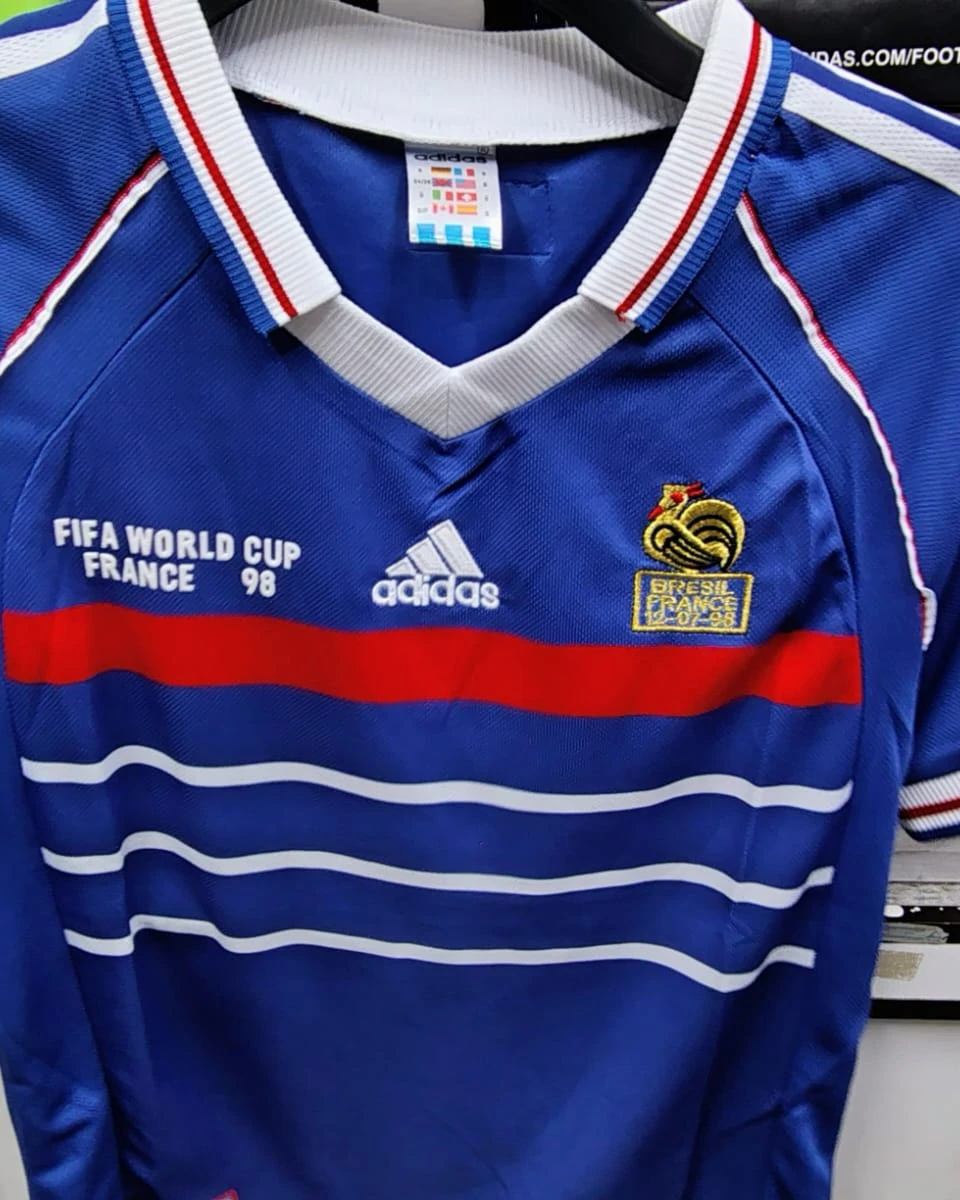 France Home 1998 World Cup Retro Player Edition Football Jersey