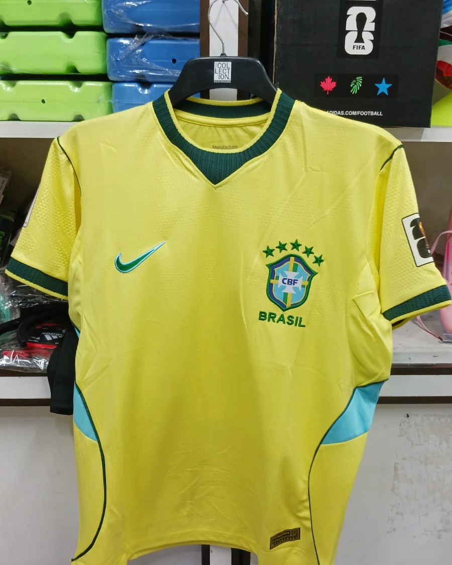 Brazil Home Fan Edition Embossed Football Jersey